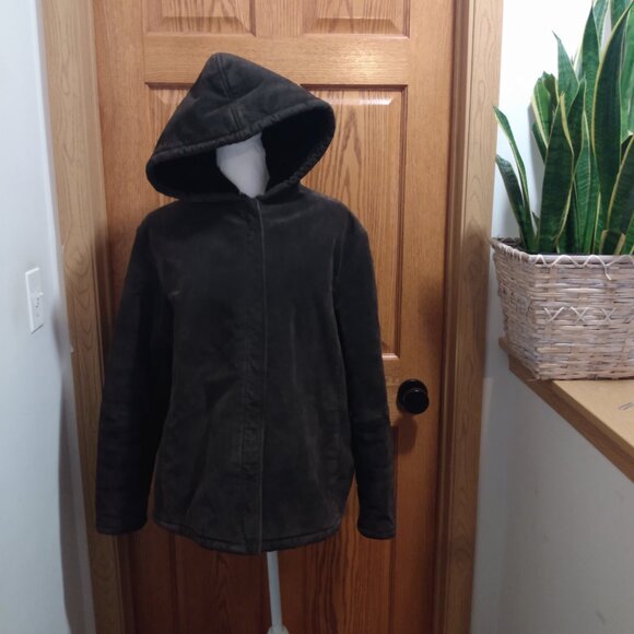 Jones New York Sport Women's Size L Faux Fur Lined Sude Brown Winter Jacket - Picture 2 of 13